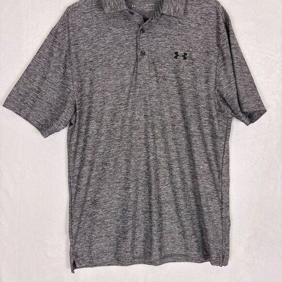 Under Armour Heathered Grey Golf Collared Polo Top Men's Medium Loose Fit - Picture 5 of 11